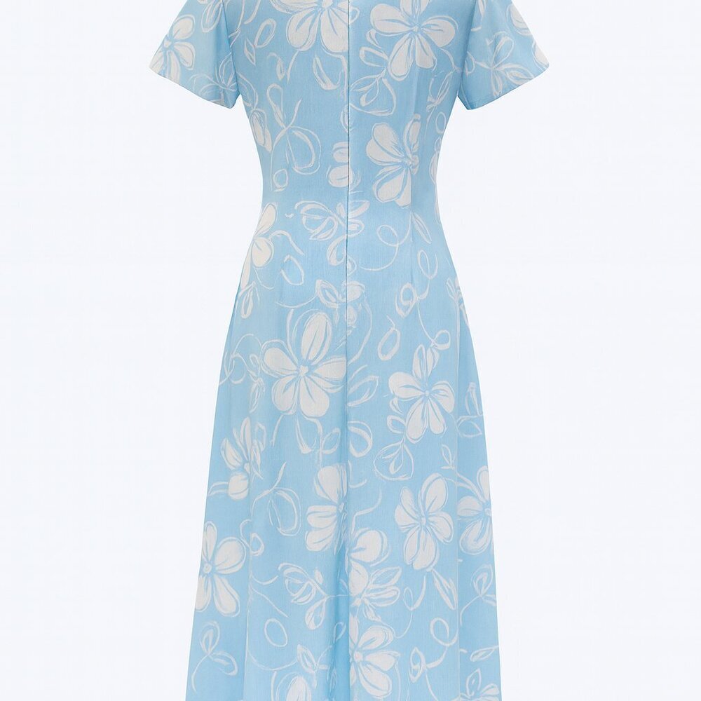 Stunning Blue & White Floral Maxi Dress – Effortless Summer Elegance, Size XS - Picture 2 of 8